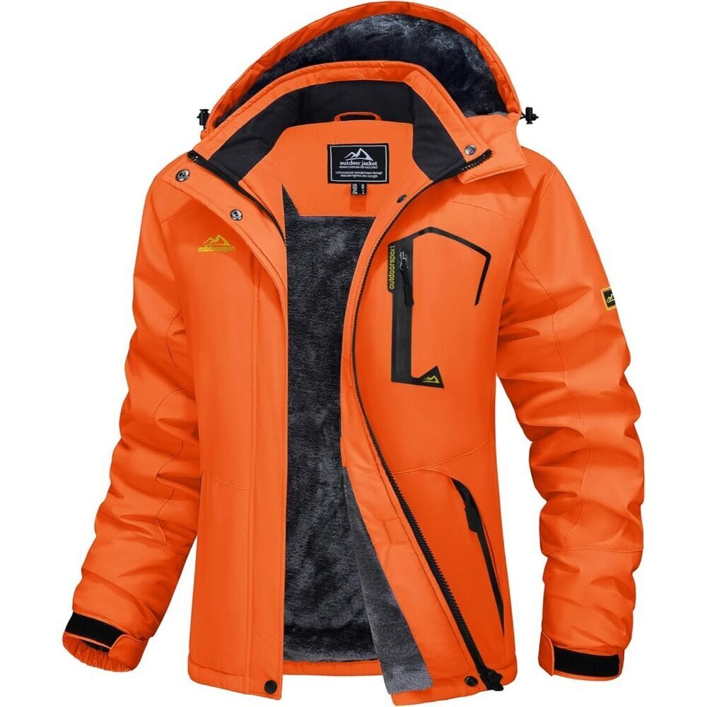 Women's Orange Ski Jacket Waterproof Jacket Windproof Winter Coats